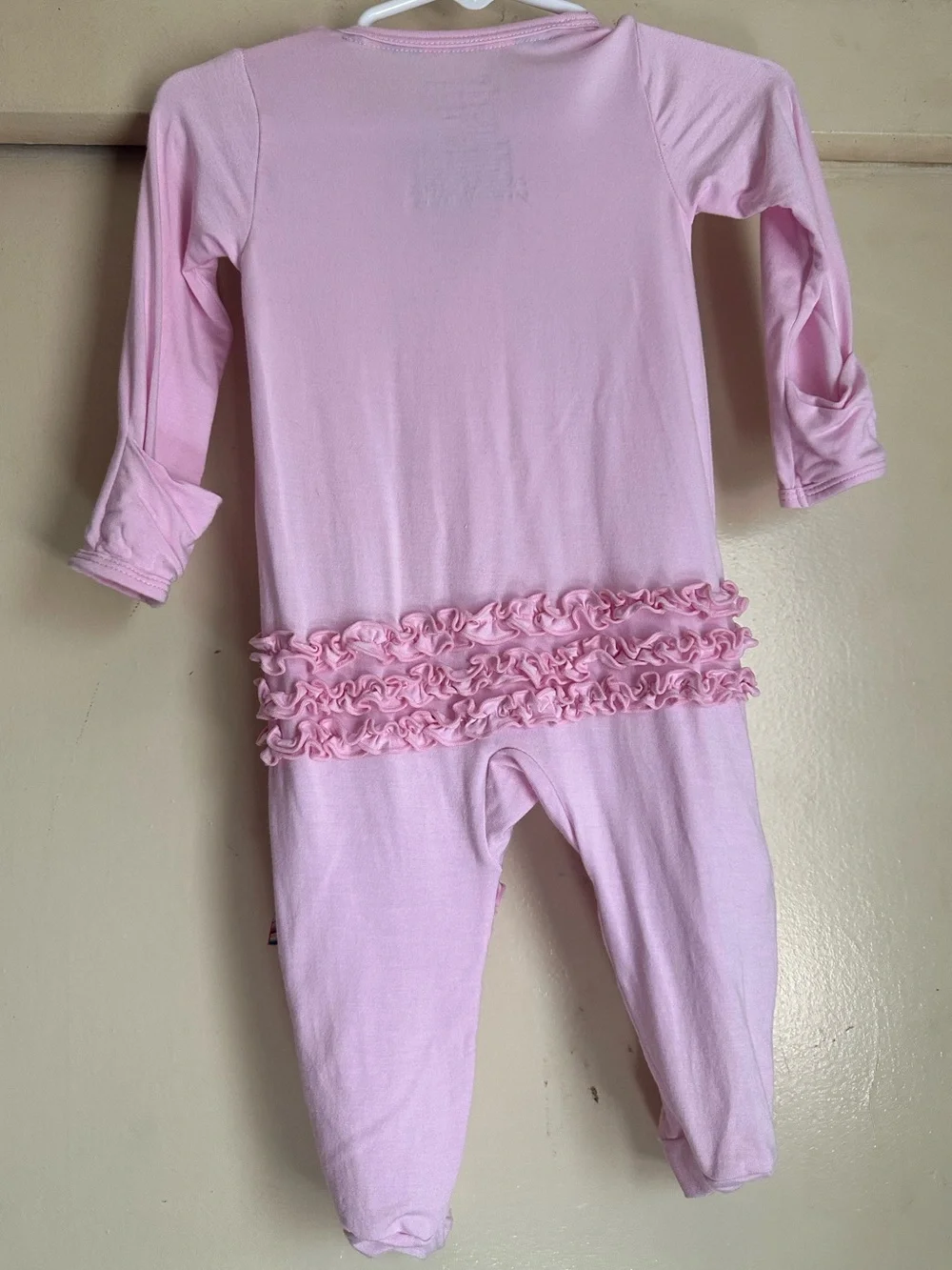 MagneticMe cute bamboo Pink Ruffle Footed One-Piece for Girls size 0-3 months
